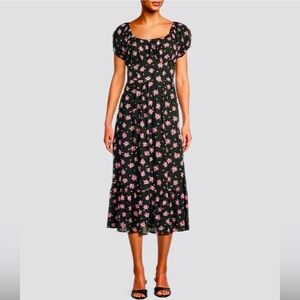 ANGIE Romantic | Cottagecore | Floral Midi Dress Puff Sleeves | NWT | Medium